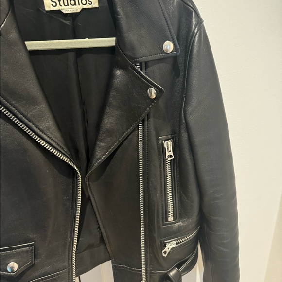 Acne Studios Leather Biker Jacket Size 36 - Picture 4 of 9